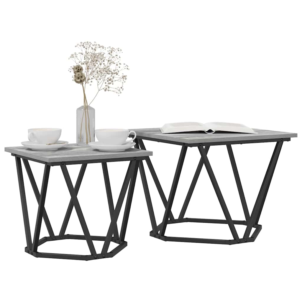 vidaXL Zestaw stolików bocznych 2 pcs Szary Sonoma