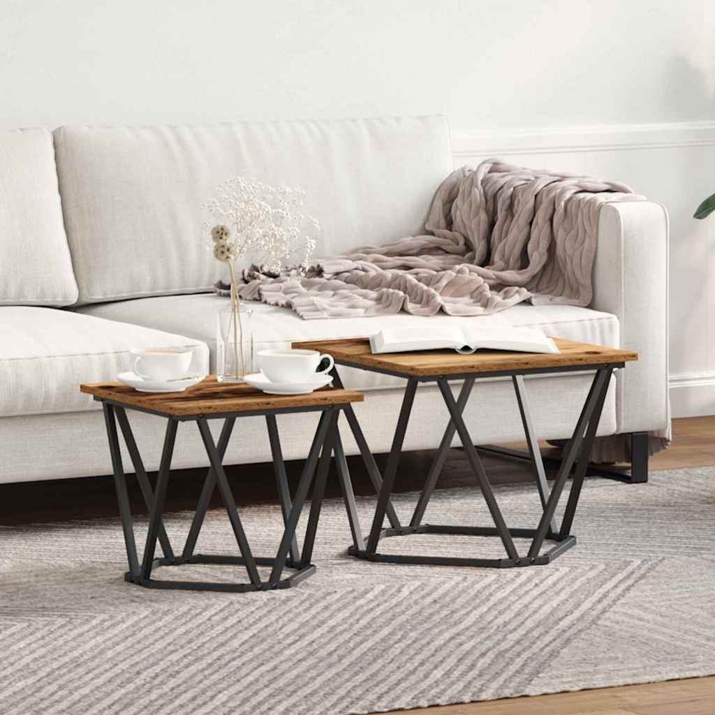 vidaXL Zestaw stolików bocznych 2 pcs drewno z odzysku