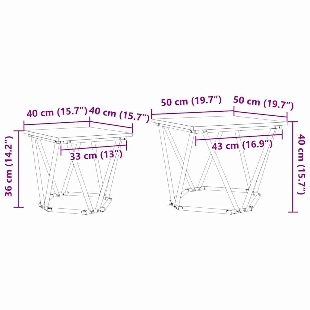 vidaXL Zestaw stolików bocznych 2 pcs drewno z odzysku