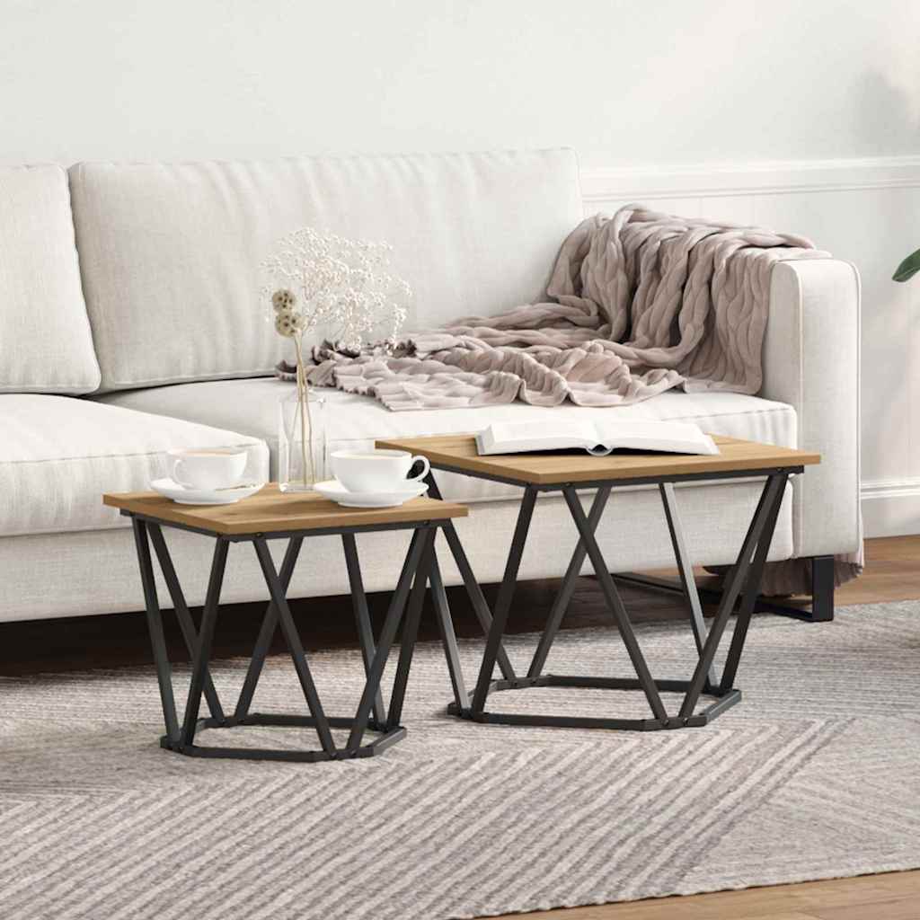 vidaXL Zestaw stolików bocznych 2 pcs Dąb rzemieślniczy