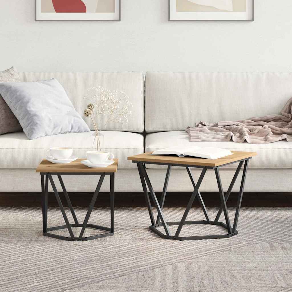 vidaXL Zestaw stolików bocznych 2 pcs Dąb rzemieślniczy
