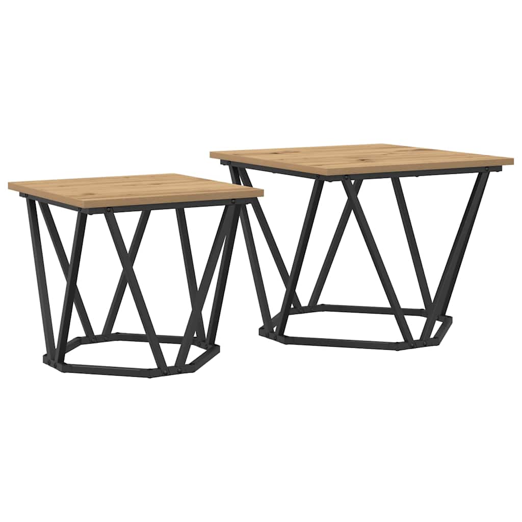 vidaXL Zestaw stolików bocznych 2 pcs Dąb rzemieślniczy
