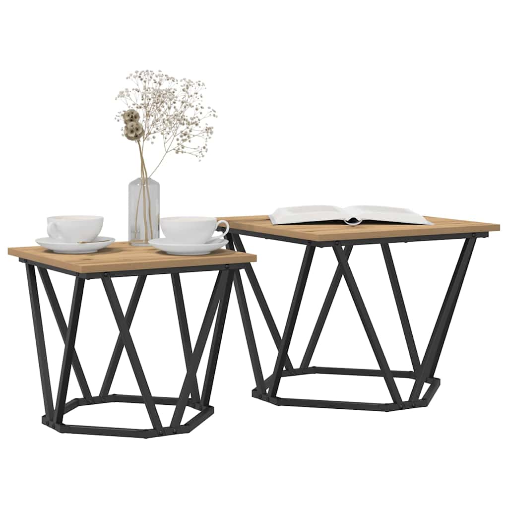 vidaXL Zestaw stolików bocznych 2 pcs Dąb rzemieślniczy