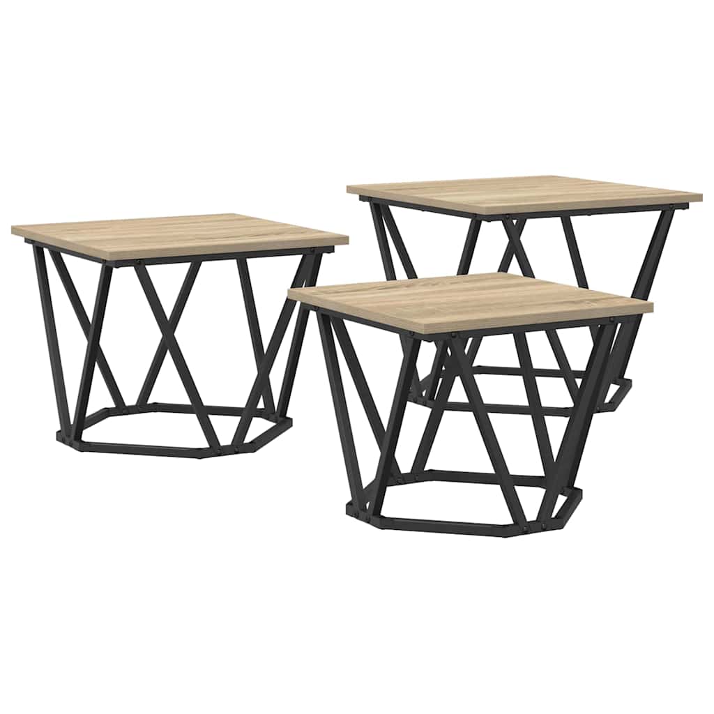 vidaXL Stolik kawowy 3 pcs Dąb Sonoma Drewno inżynieryjne i stal