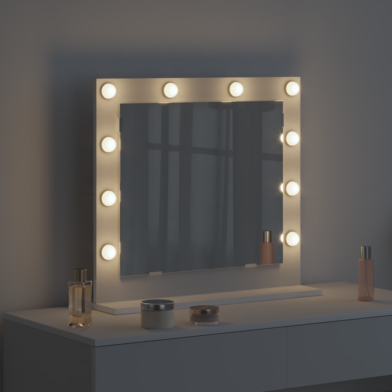 vidaXL Lustro toaletowe Prostokątny Z lustrem Biały 60 x 55 x 18 cm