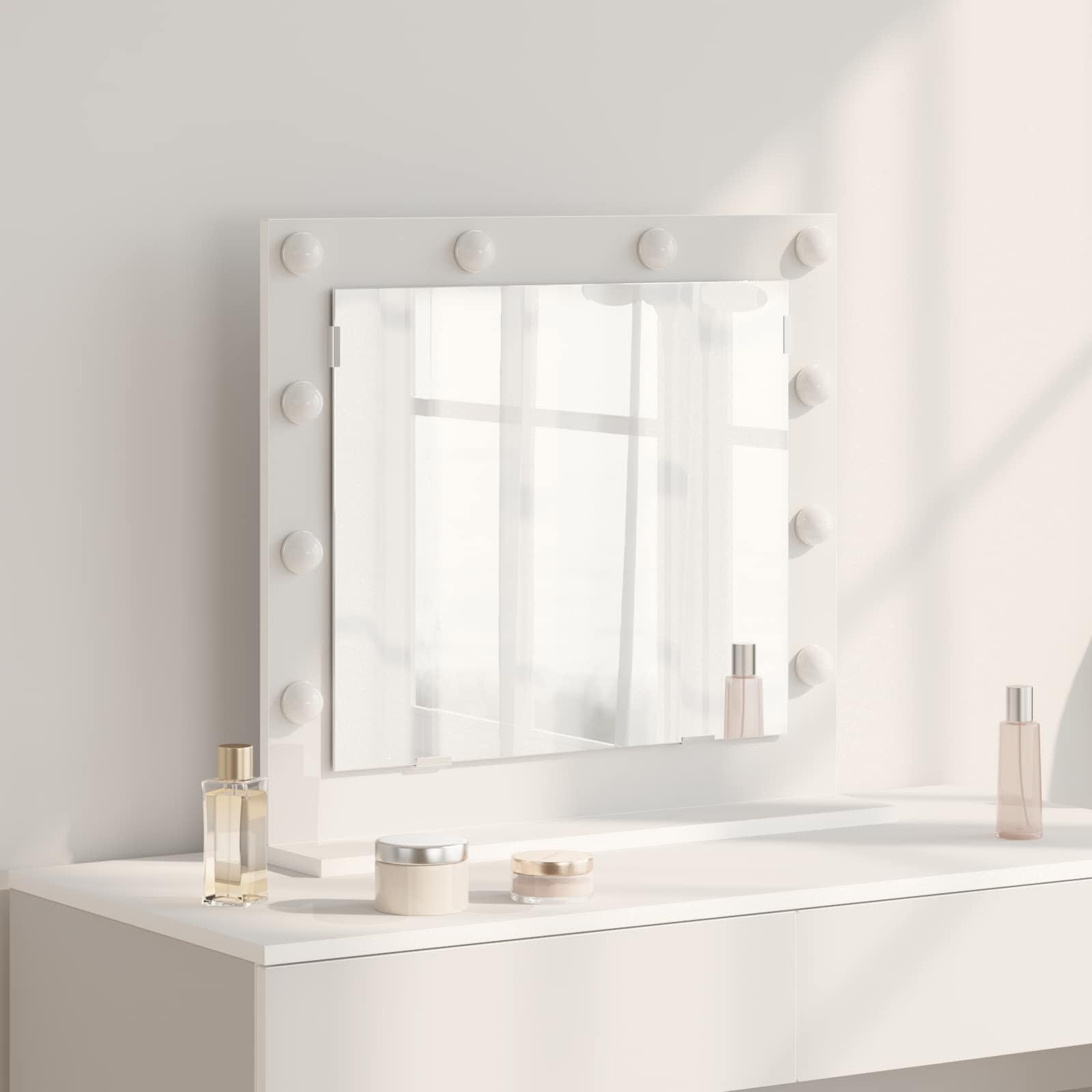 vidaXL Lustro toaletowe Prostokątny Z lustrem Biały 60 x 55 x 18 cm