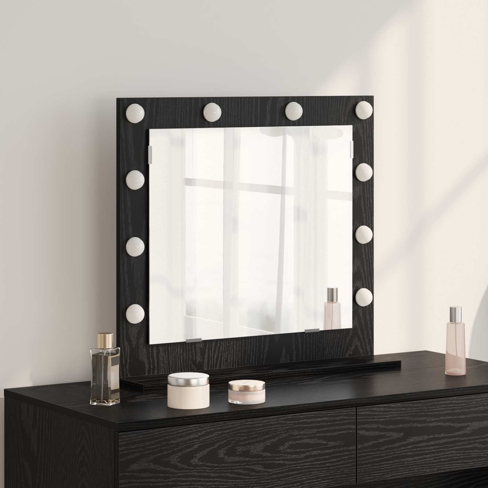 vidaXL Lustro toaletowe Prostokątny Czarny Dąb 60 x 55 x 18 cm