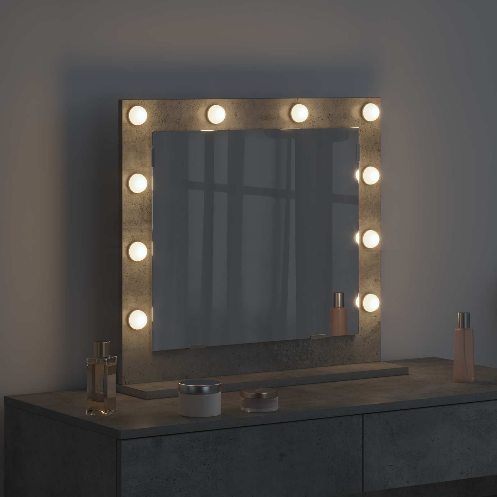 vidaXL Lustro toaletowe Prostokątny Betonowy szary 60 x 55 x 18 cm
