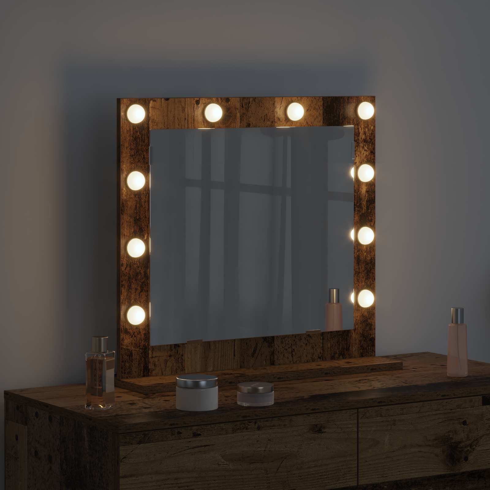 vidaXL Lustro toaletowe Prostokątny Stare drewno 60 x 55 x 18 cm