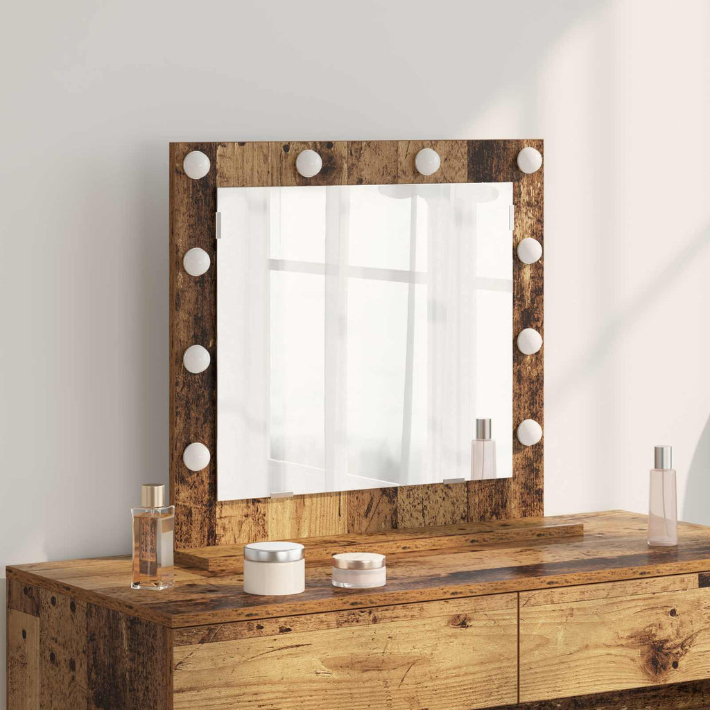 vidaXL Lustro toaletowe Prostokątny Stare drewno 60 x 55 x 18 cm
