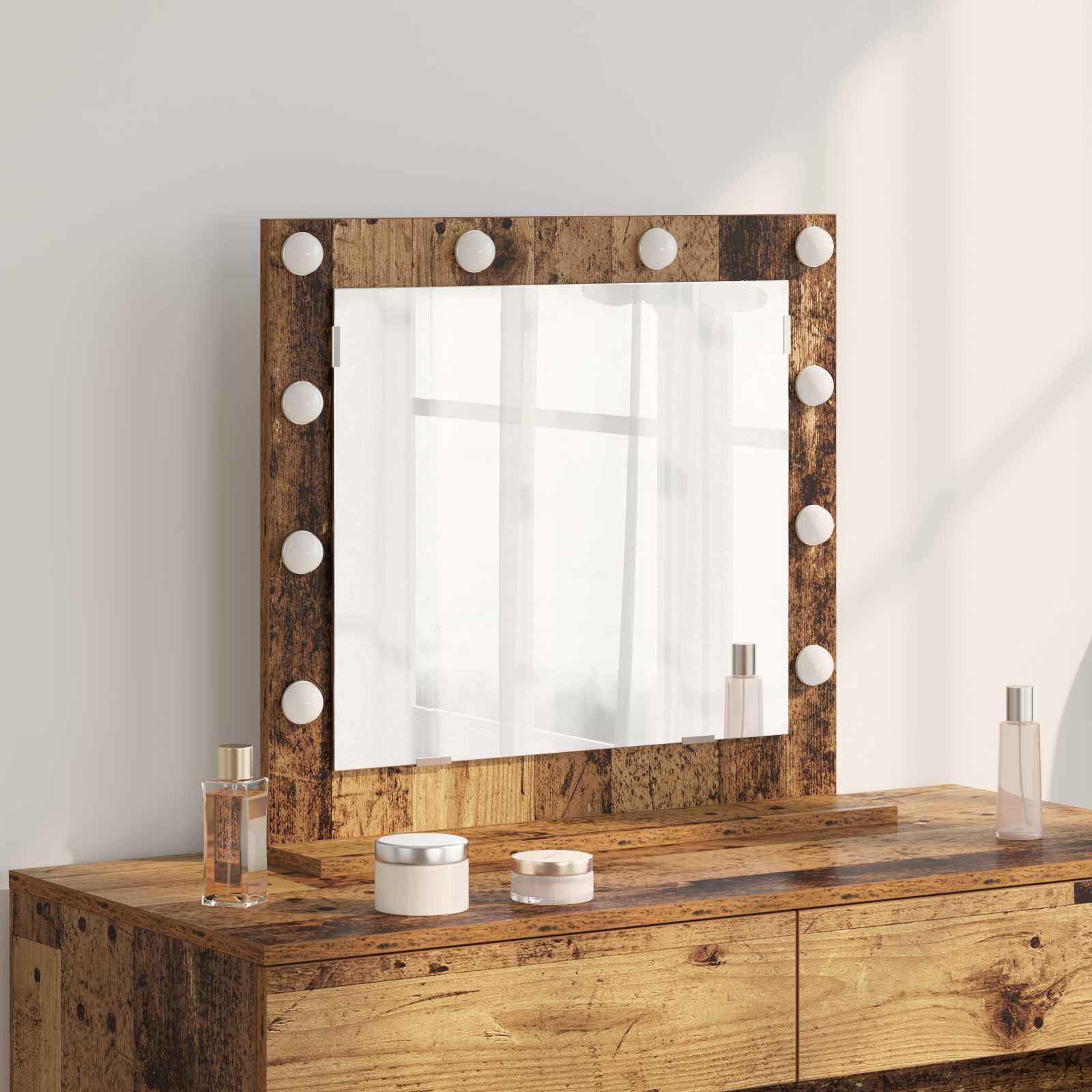 vidaXL Lustro toaletowe Prostokątny Stare drewno 60 x 55 x 18 cm