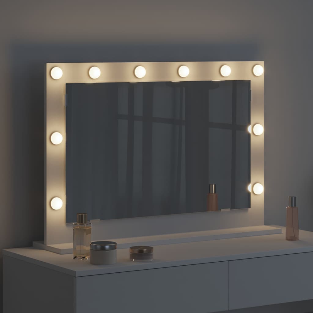 vidaXL Lustro toaletowe Prostokątny Z lustrem Biały 80 x 15 x 18 cm