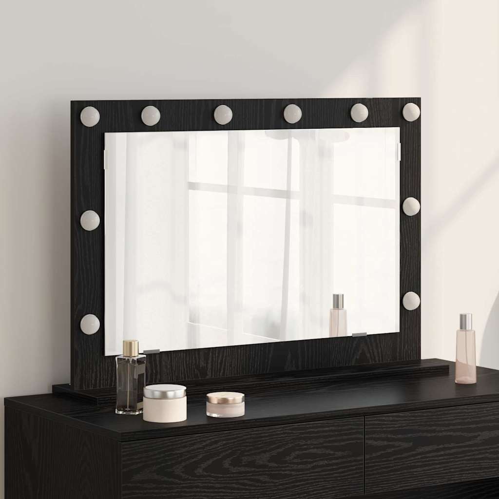 vidaXL Lustro toaletowe Prostokątny Czarny Dąb 80 x 15 x 18 cm