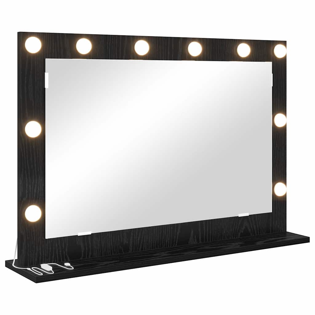 vidaXL Lustro toaletowe Prostokątny Czarny Dąb 80 x 15 x 18 cm