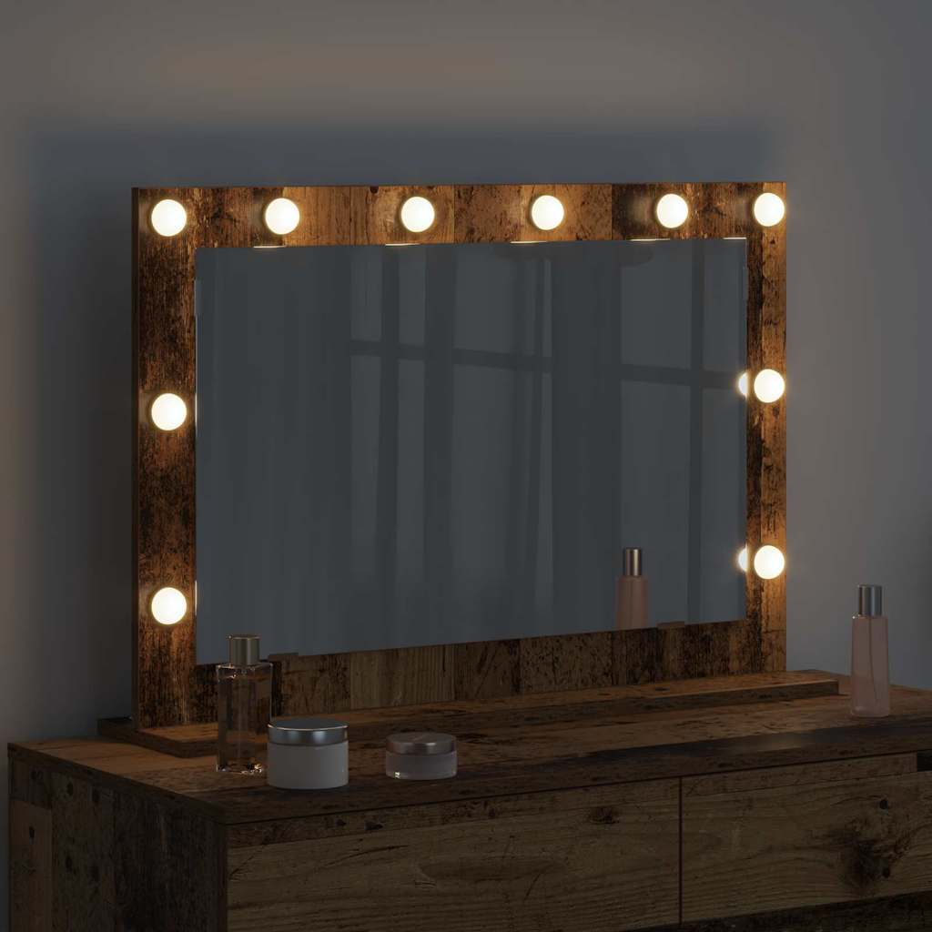 vidaXL Lustro toaletowe Prostokątny Stare drewno 80 x 55 x 18 cm
