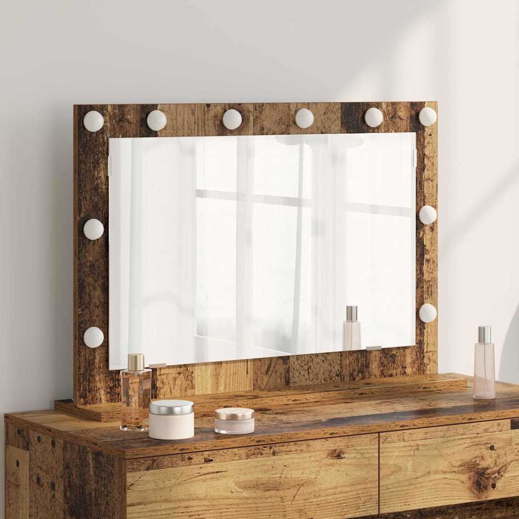 vidaXL Lustro toaletowe Prostokątny Stare drewno 80 x 55 x 18 cm