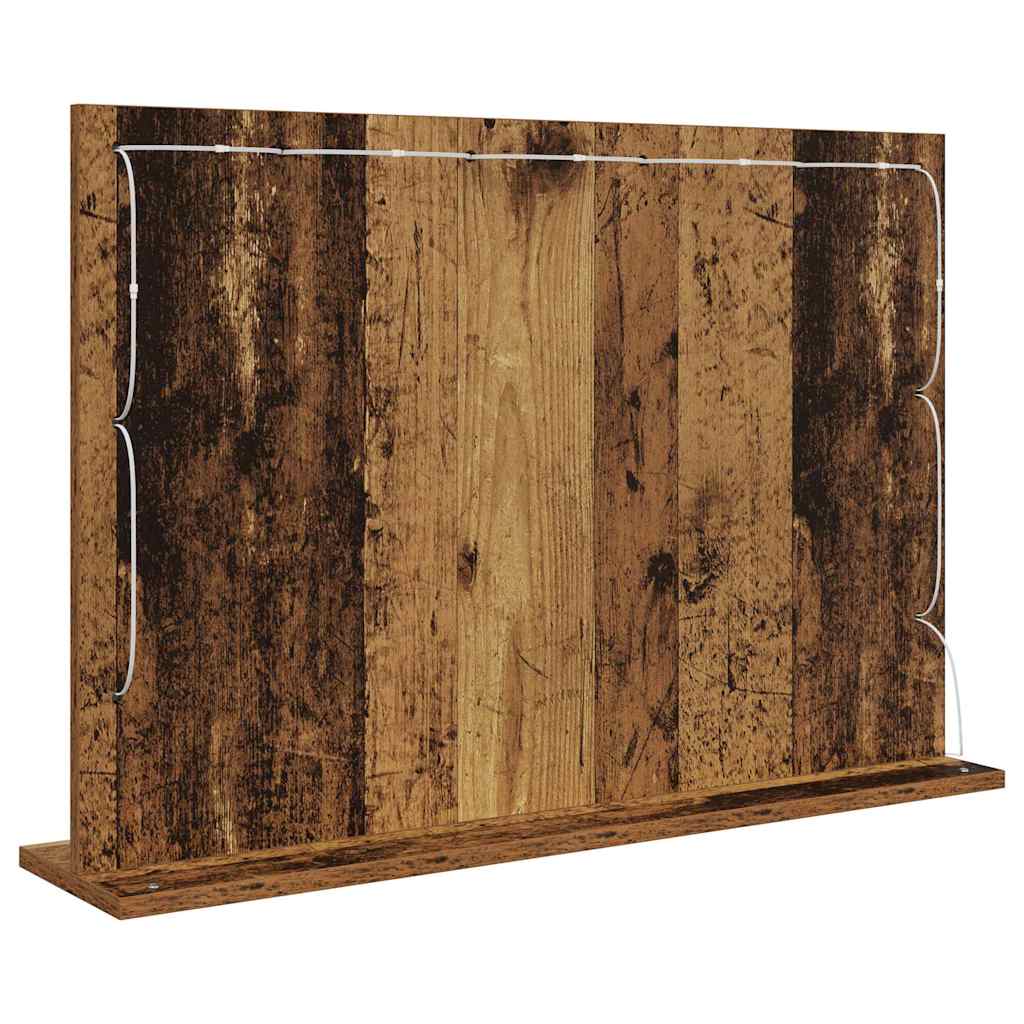 vidaXL Lustro toaletowe Prostokątny Stare drewno 80 x 55 x 18 cm