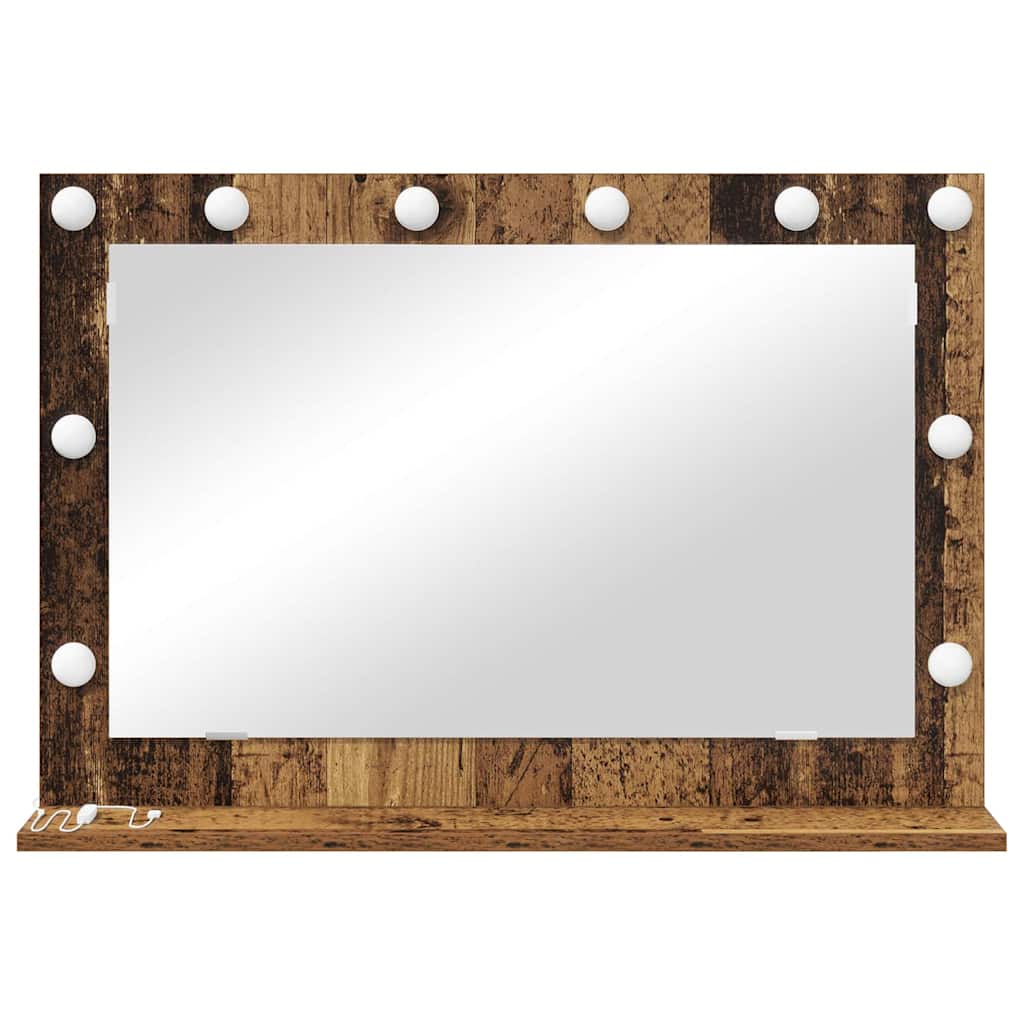 vidaXL Lustro toaletowe Prostokątny Stare drewno 80 x 55 x 18 cm