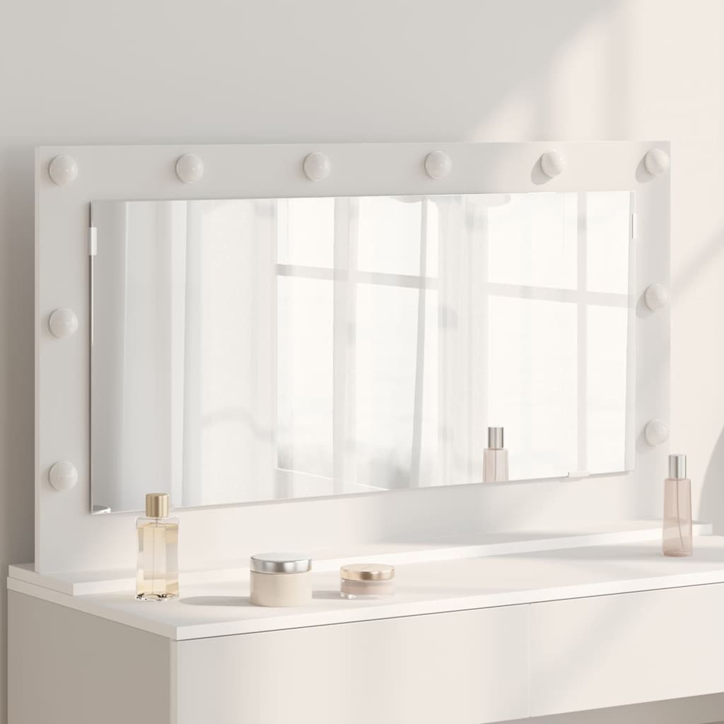 vidaXL Lustro toaletowe Prostokątny Z lustrem Biały 100 x 55 x 18 cm
