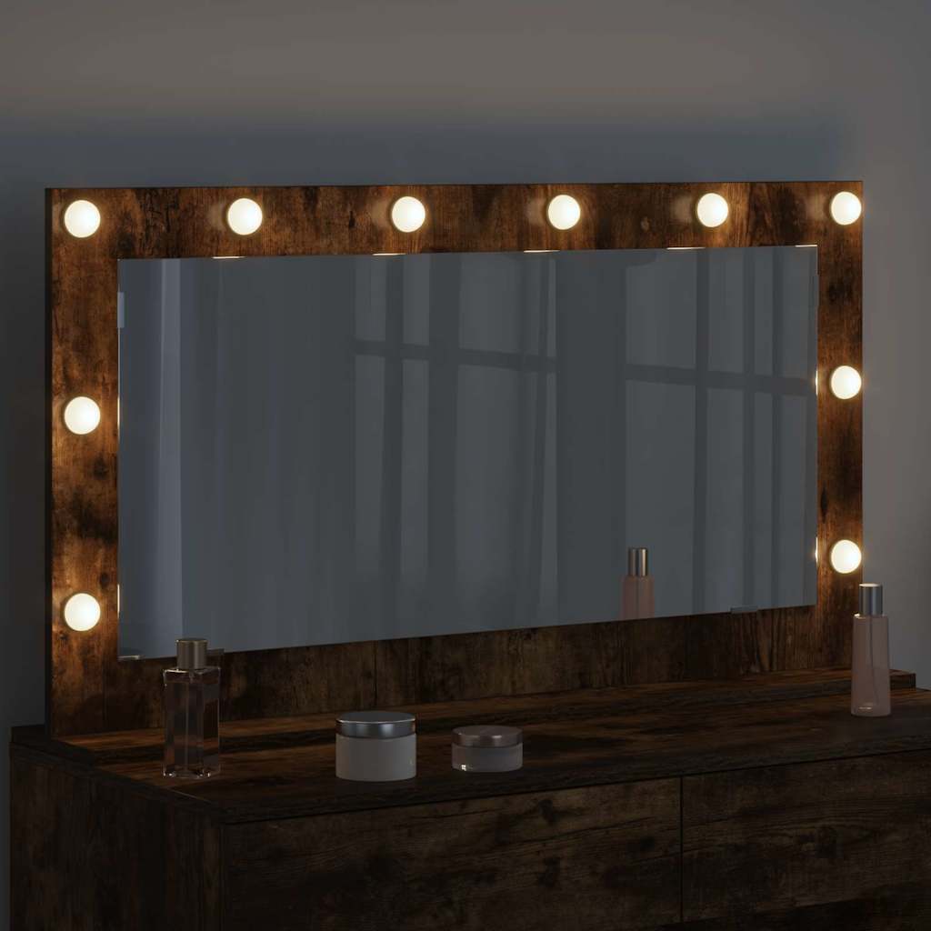 vidaXL Lustro toaletowe Prostokątny Dąb wędzony 100 x 55 x 18 cm