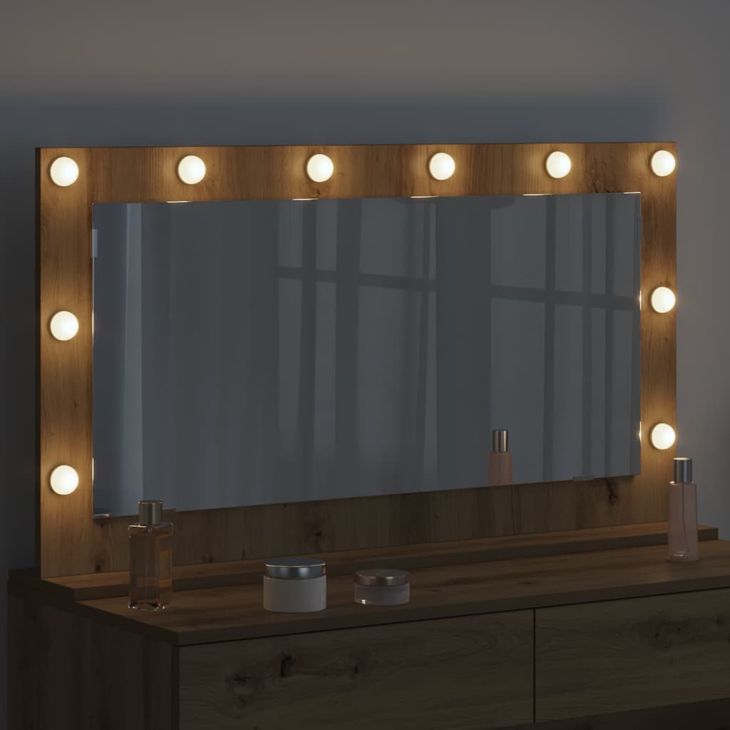 vidaXL Lustro toaletowe Prostokątny Dąb rzemieślniczy 100 x 55 x 18 cm