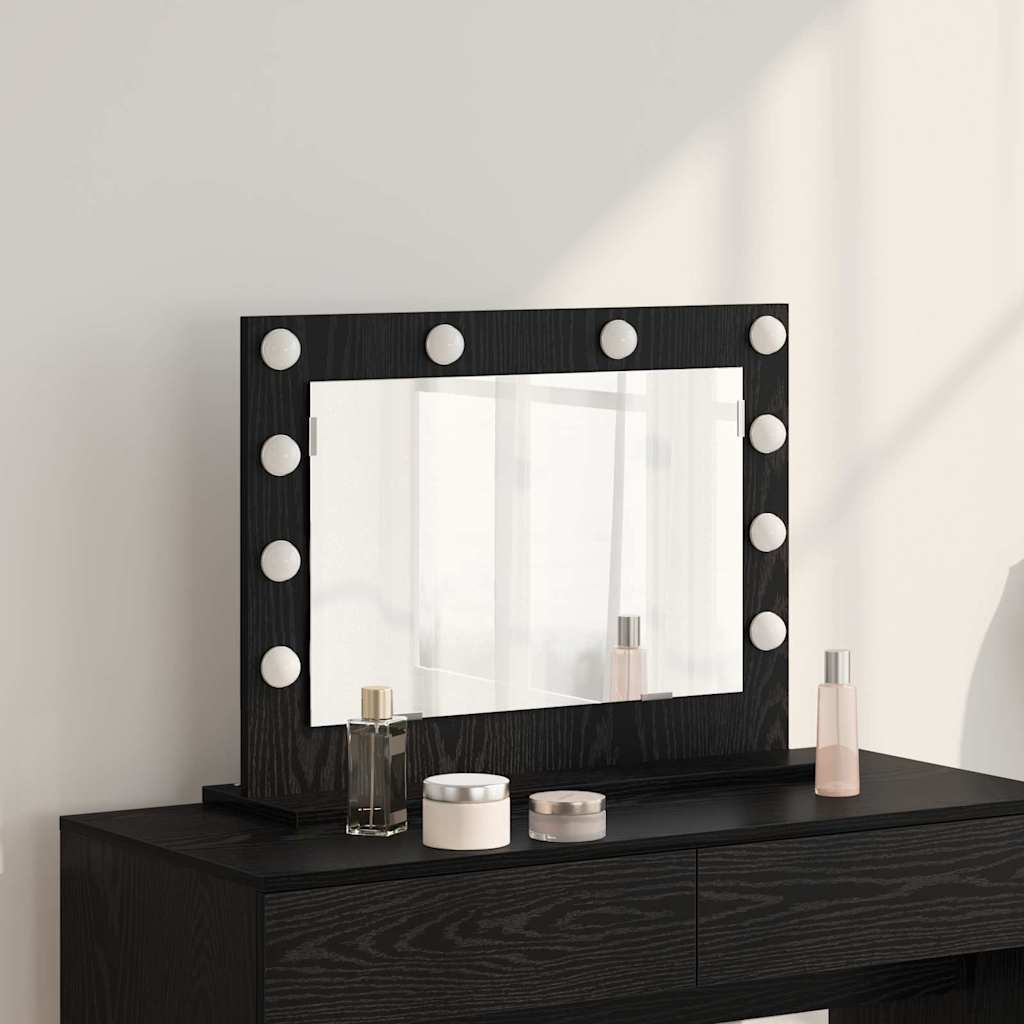 vidaXL Lustro toaletowe Prostokątny Czarny Dąb 60 x 45 x 18 cm