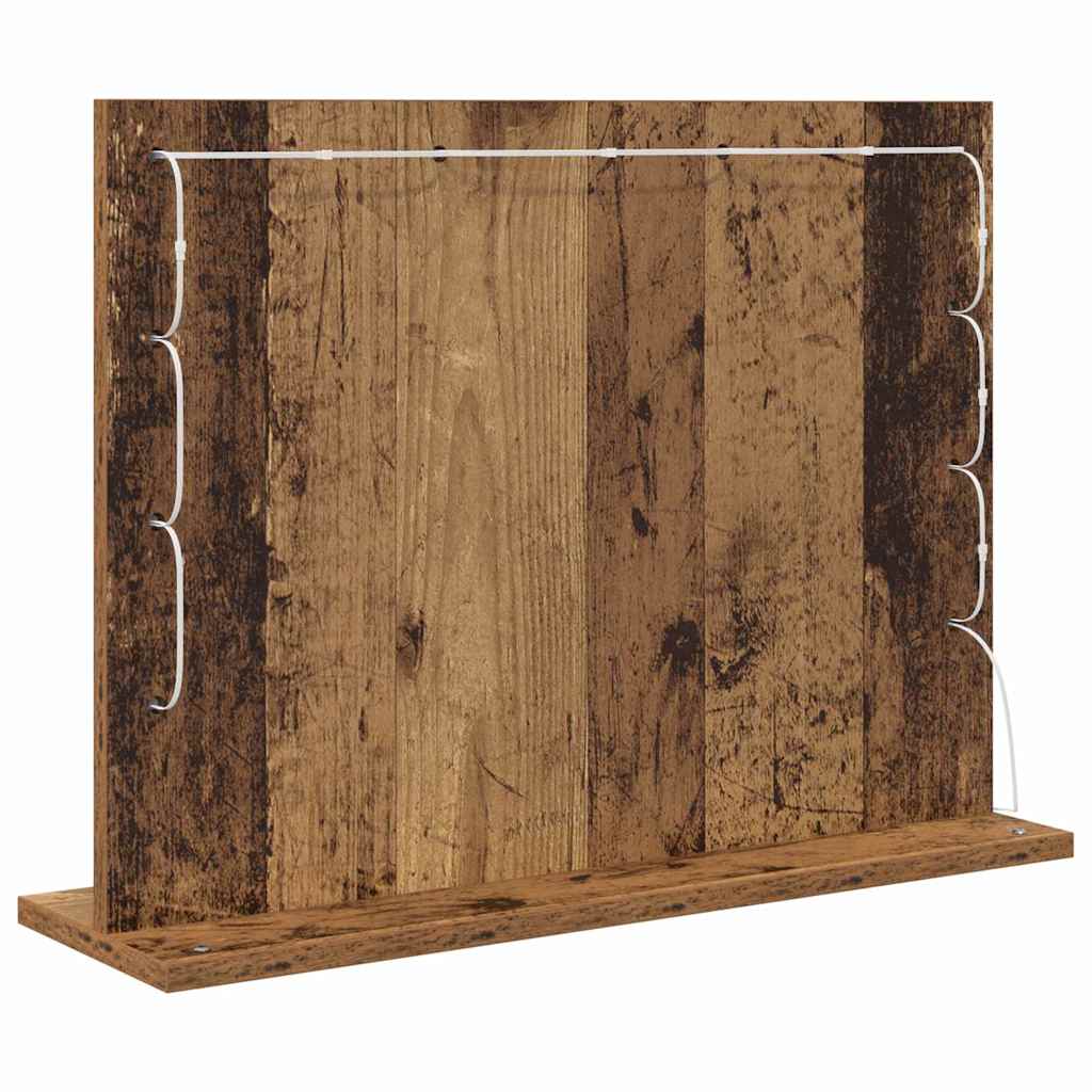 vidaXL Lustro toaletowe Prostokątny Stare drewno 60 x 45 x 18 cm