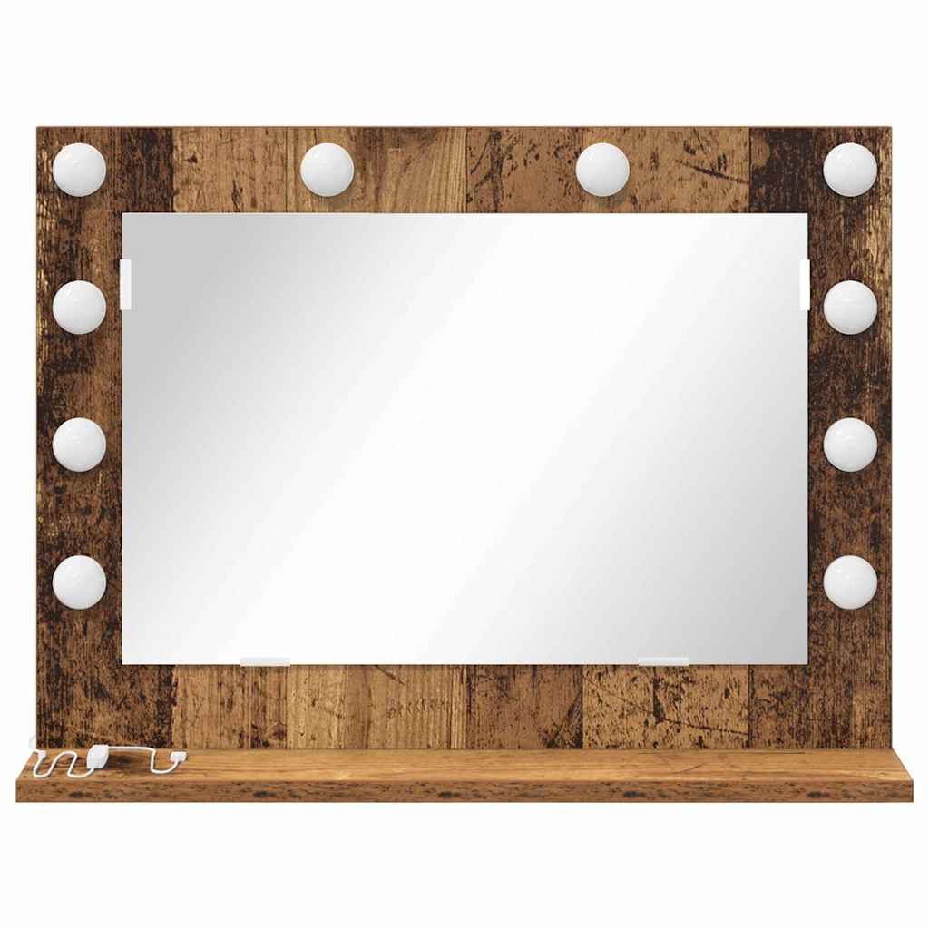 vidaXL Lustro toaletowe Prostokątny Stare drewno 60 x 45 x 18 cm
