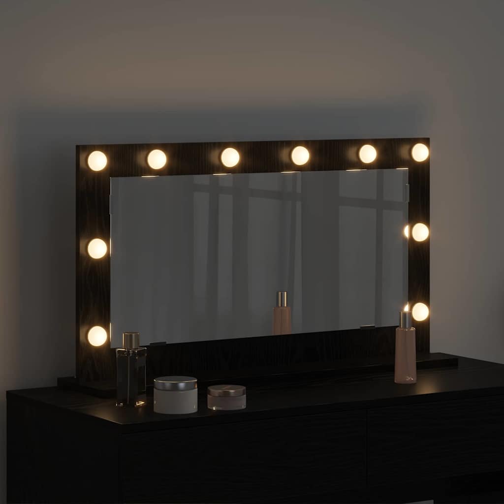 vidaXL Lustro toaletowe Prostokątny Czarny Dąb 80 x 45 x 18 cm