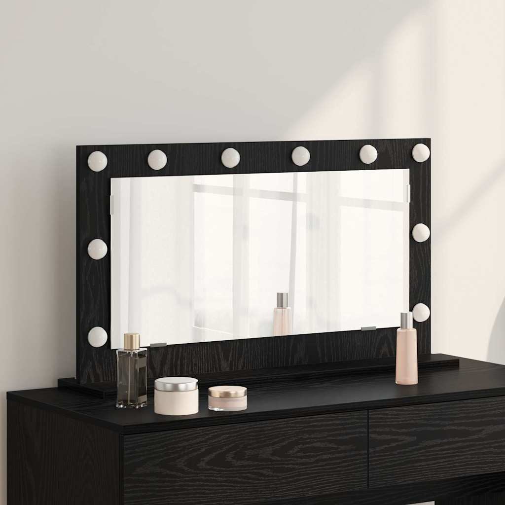 vidaXL Lustro toaletowe Prostokątny Czarny Dąb 80 x 45 x 18 cm