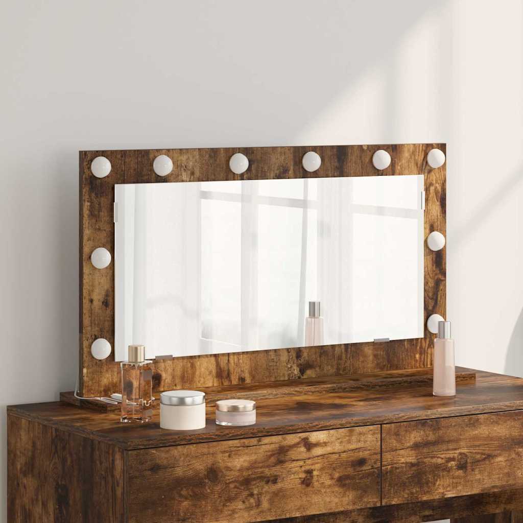vidaXL Lustro toaletowe Prostokątny Dąb wędzony 80 x 45 x 18 cm