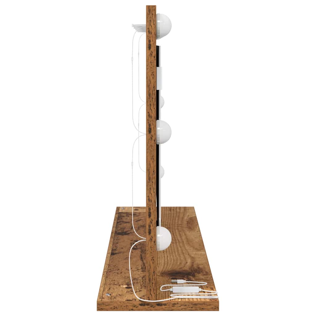 vidaXL Lustro toaletowe Prostokątny Stare drewno 80 x 45 x 18 cm