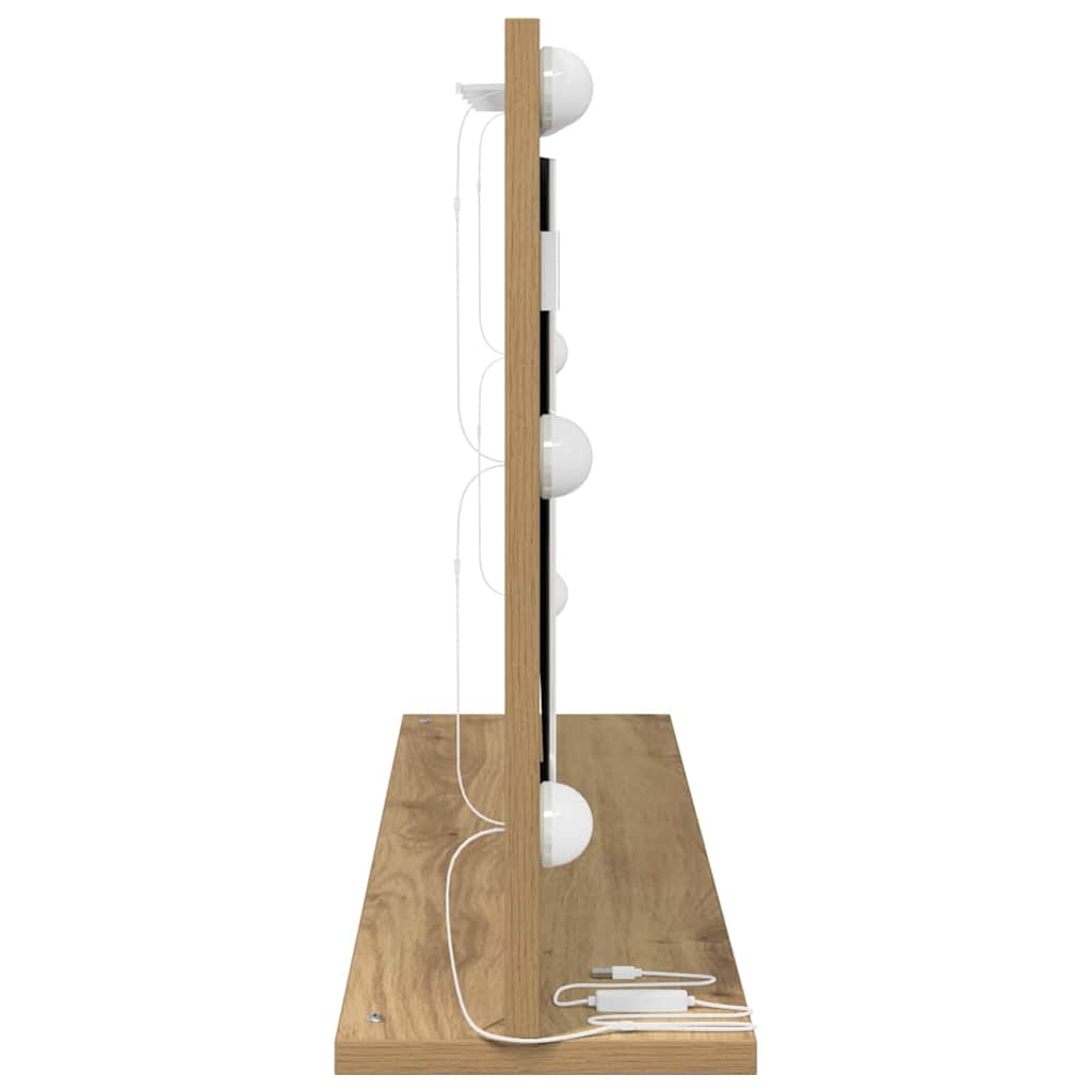 vidaXL Lustro toaletowe Prostokątny Dąb rzemieślniczy 80 x 45 x 18 cm