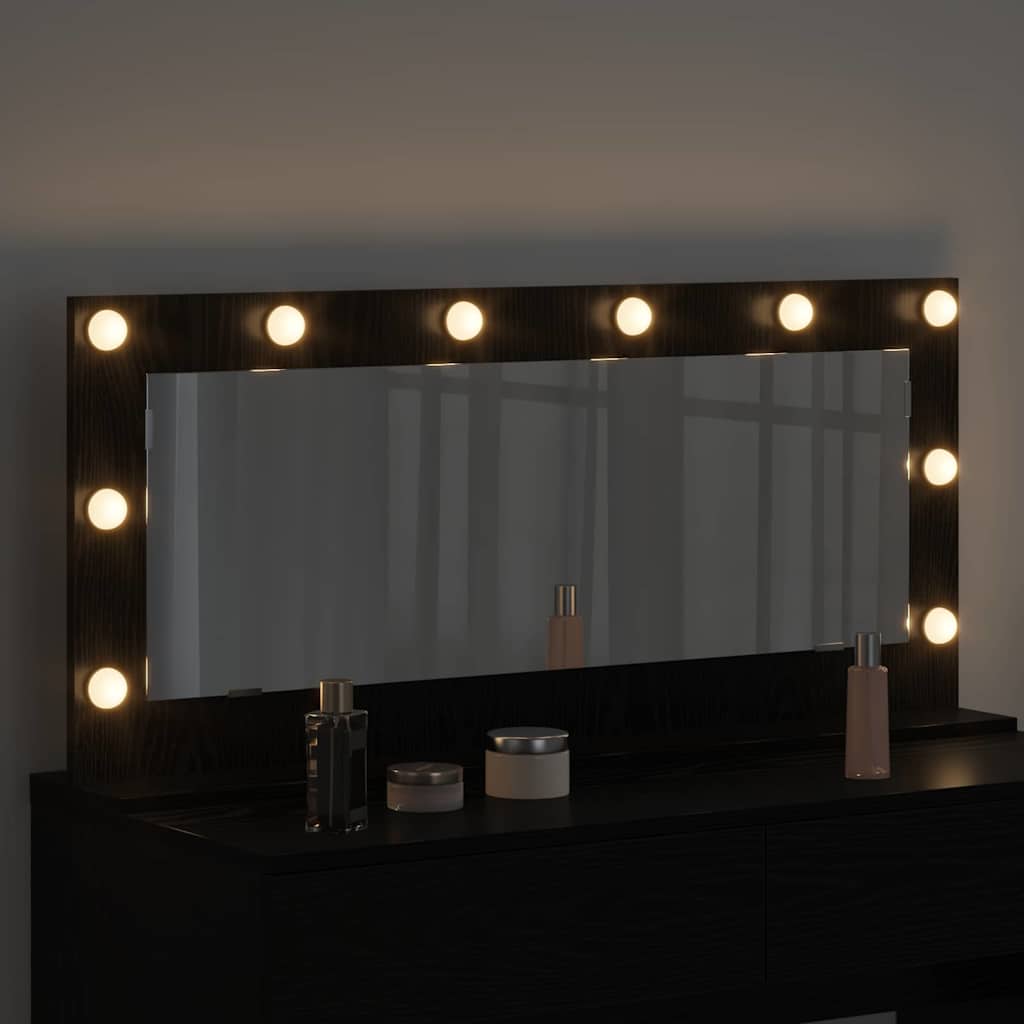 vidaXL Lustro toaletowe Prostokątny Czarny Dąb 100 x 45 x 18 cm