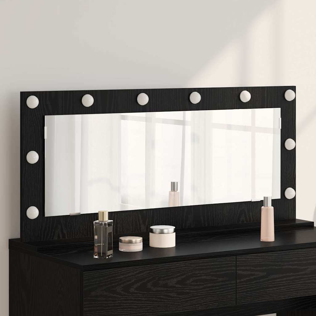 vidaXL Lustro toaletowe Prostokątny Czarny Dąb 100 x 45 x 18 cm