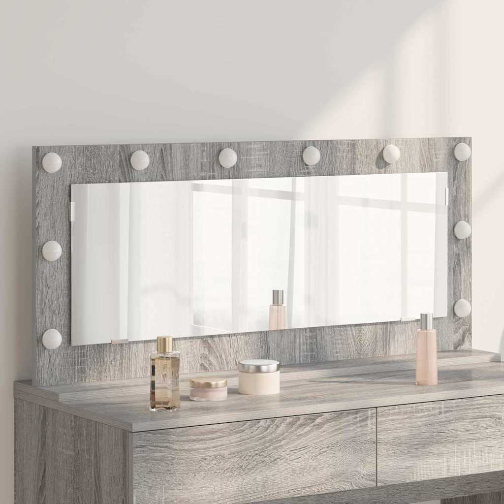 vidaXL Lustro toaletowe Prostokątny Szary Sonoma 100 x 45 x 18 cm