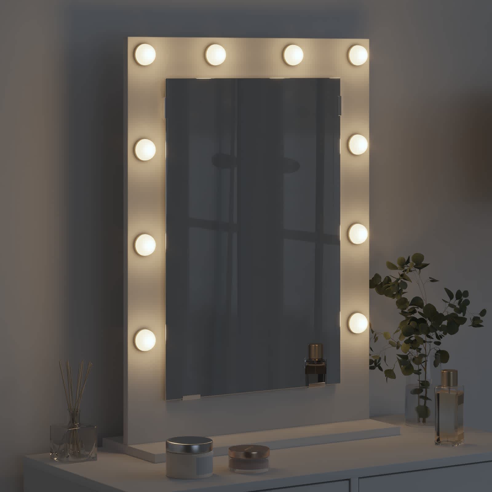 vidaXL Lustro toaletowe Prostokątny Z lustrem Biały 70 x 50 x 18 cm