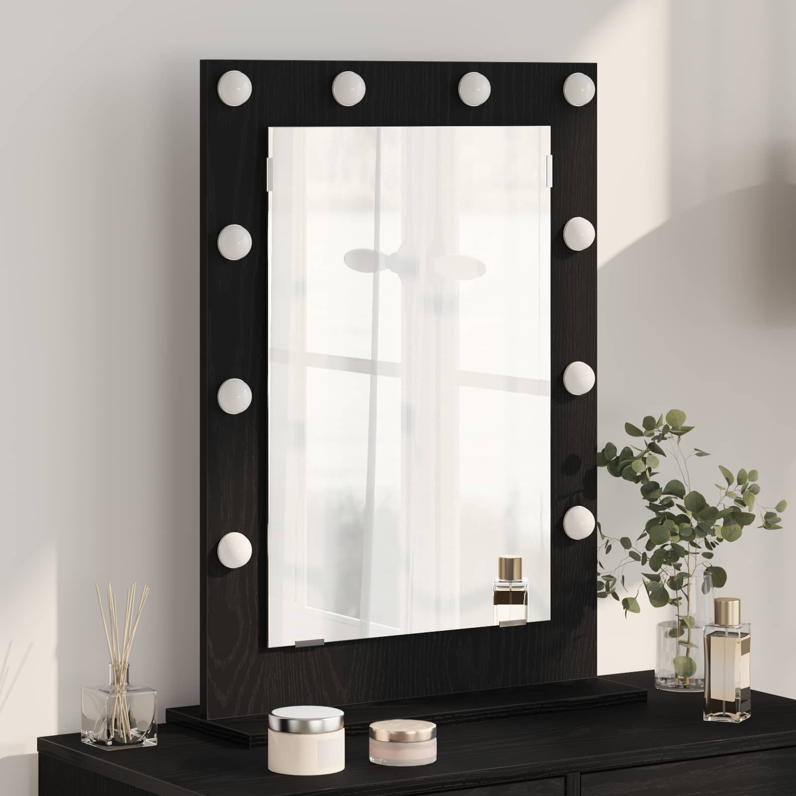 vidaXL Lustro toaletowe Prostokątny Czarny Dąb 70 x 50 x 18 cm