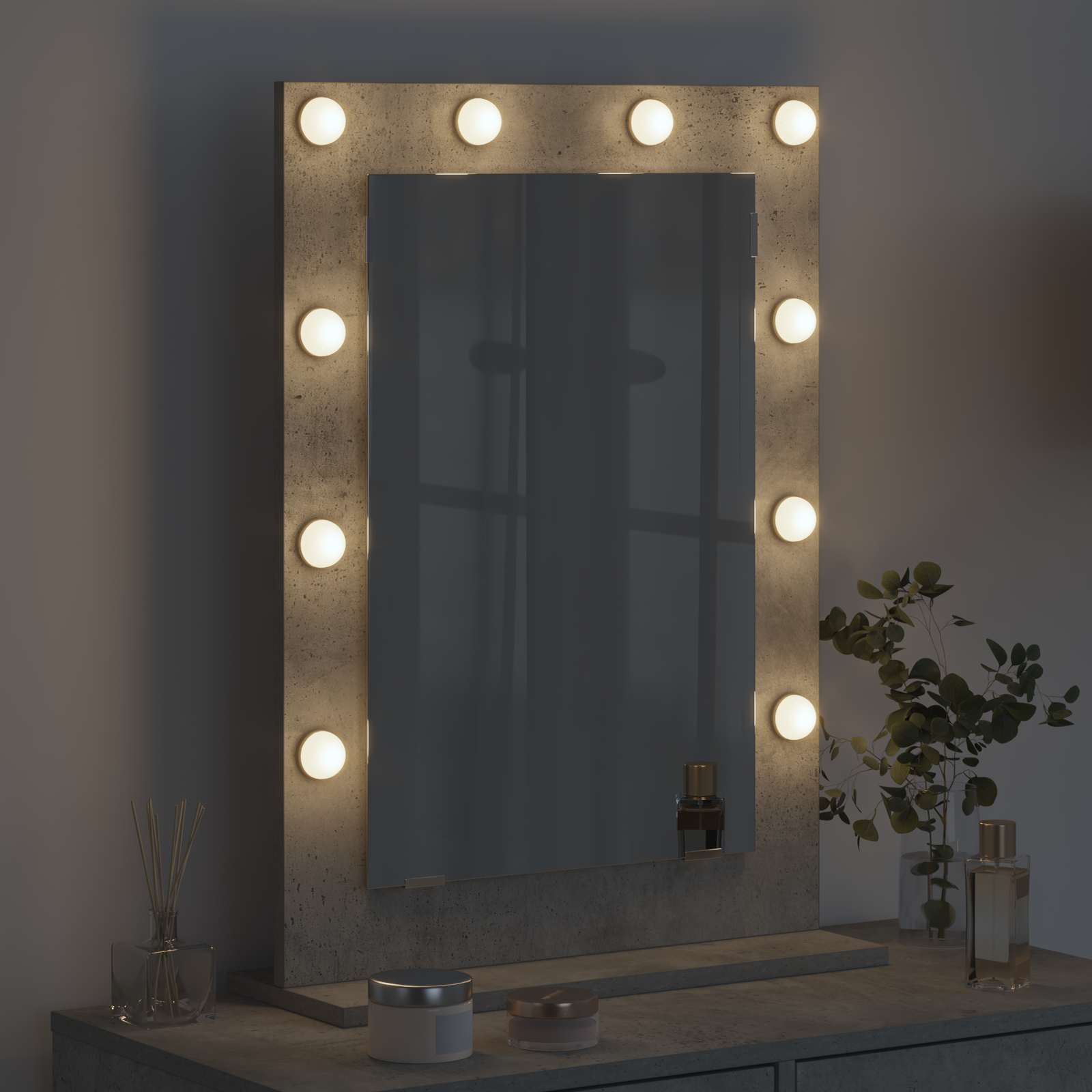 vidaXL Lustro toaletowe Prostokątny Betonowy szary 70 x 50 x 18 cm