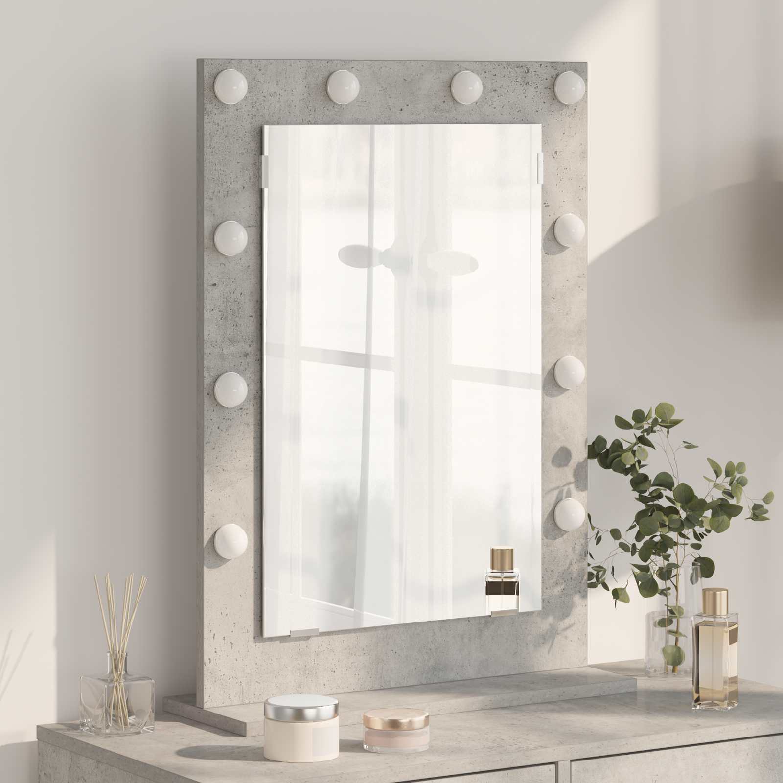 vidaXL Lustro toaletowe Prostokątny Betonowy szary 70 x 50 x 18 cm