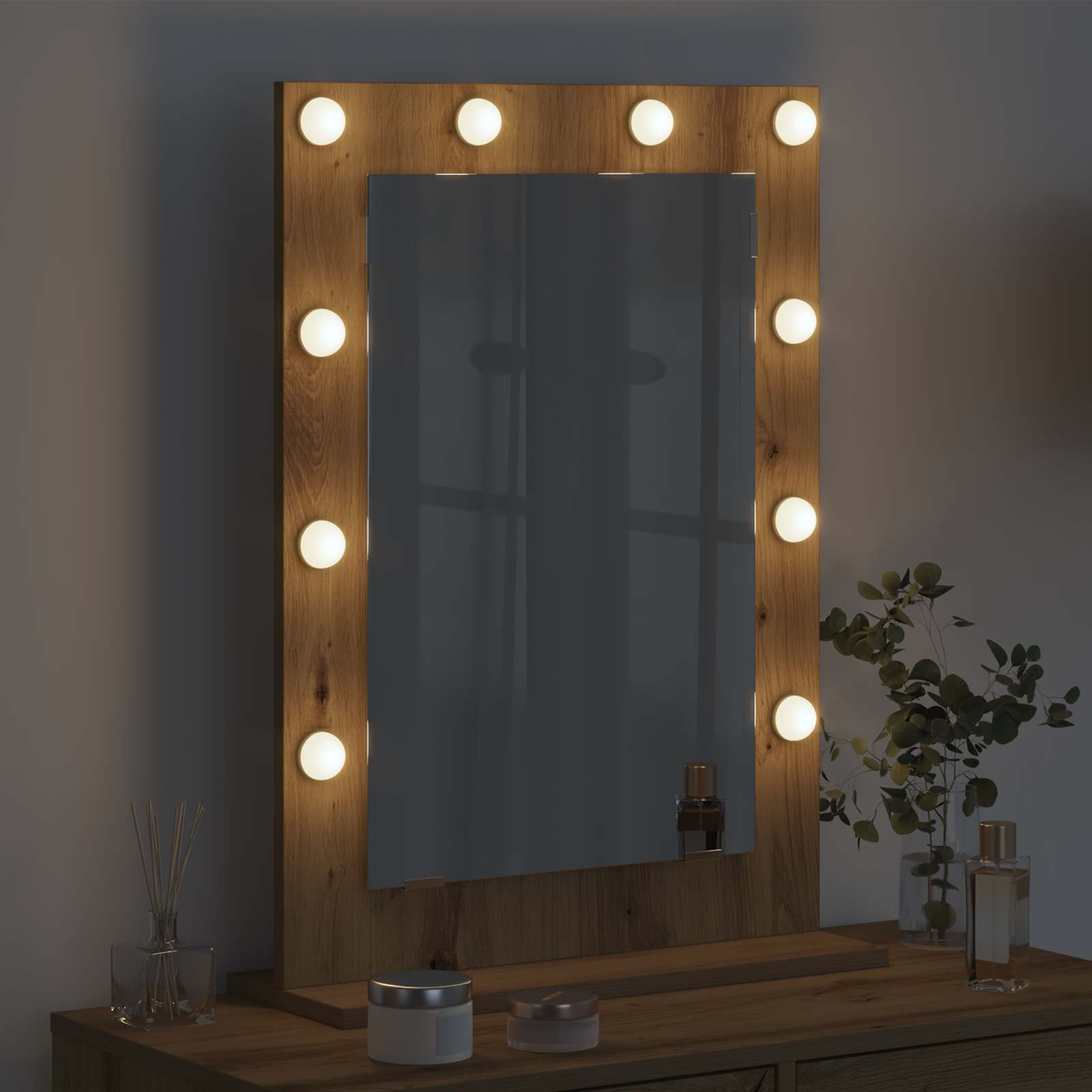 vidaXL Lustro toaletowe Prostokątny Dąb rzemieślniczy 70 x 50 x 18 cm