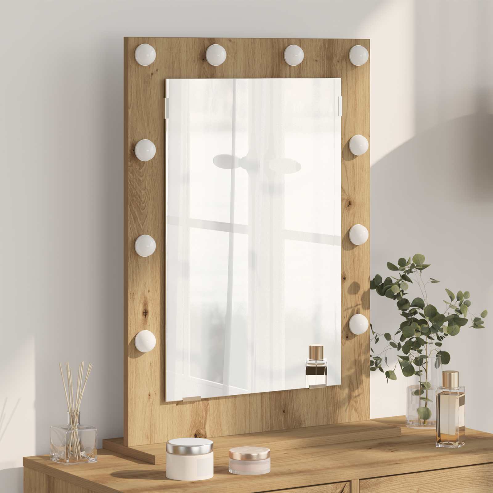 vidaXL Lustro toaletowe Prostokątny Dąb rzemieślniczy 70 x 50 x 18 cm