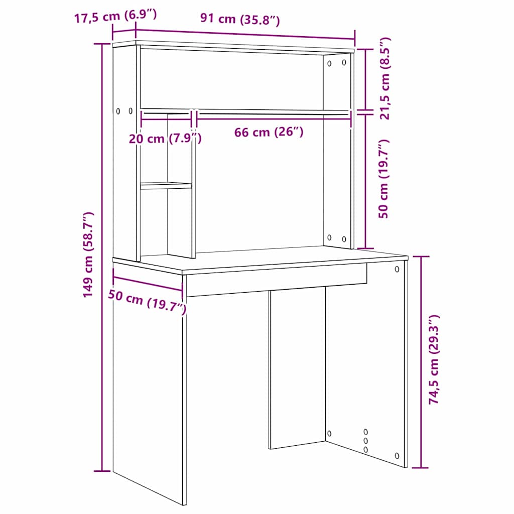 vidaXL Biurko Dąb Sonoma 91 x 50 x 149 cm Materiał drewnopochodny