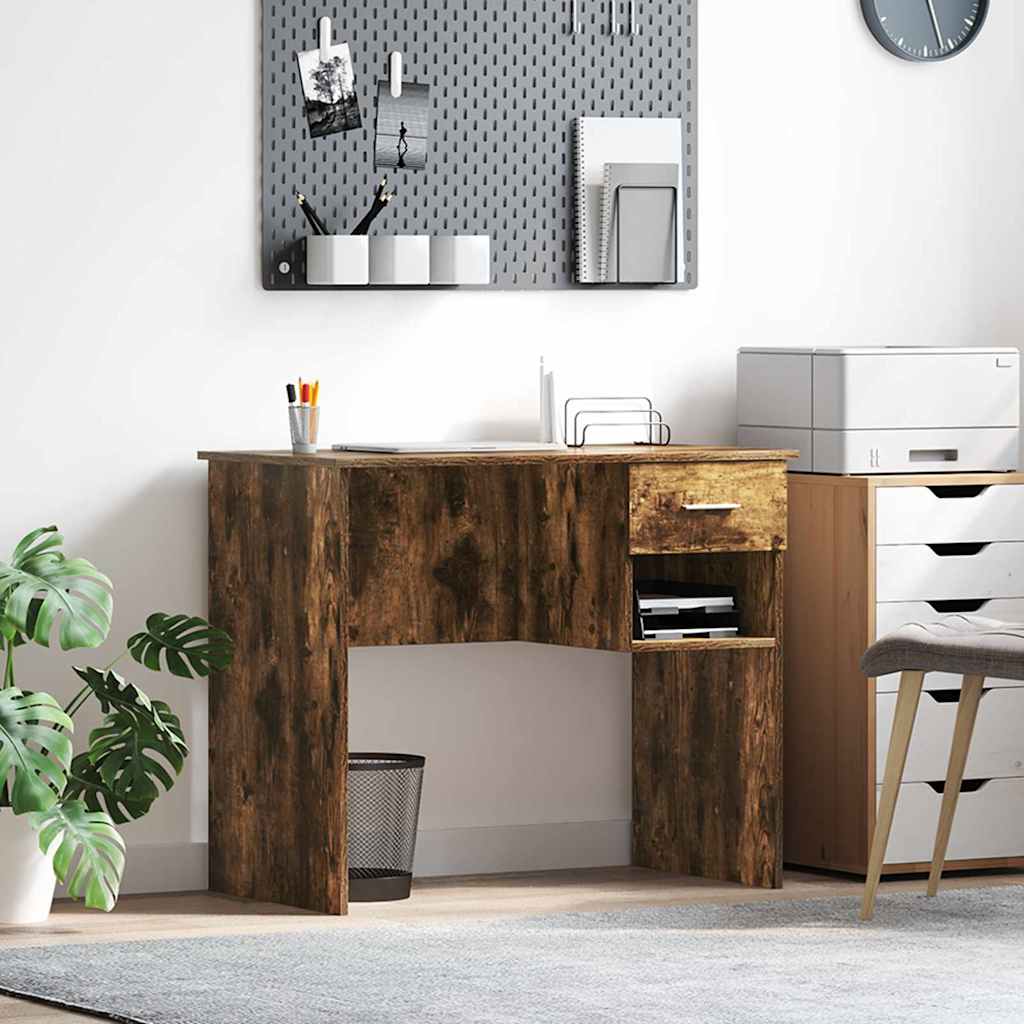 vidaXL Biurko Dąb wędzony 90 x 49 x 75 cm Materiał drewnopochodny