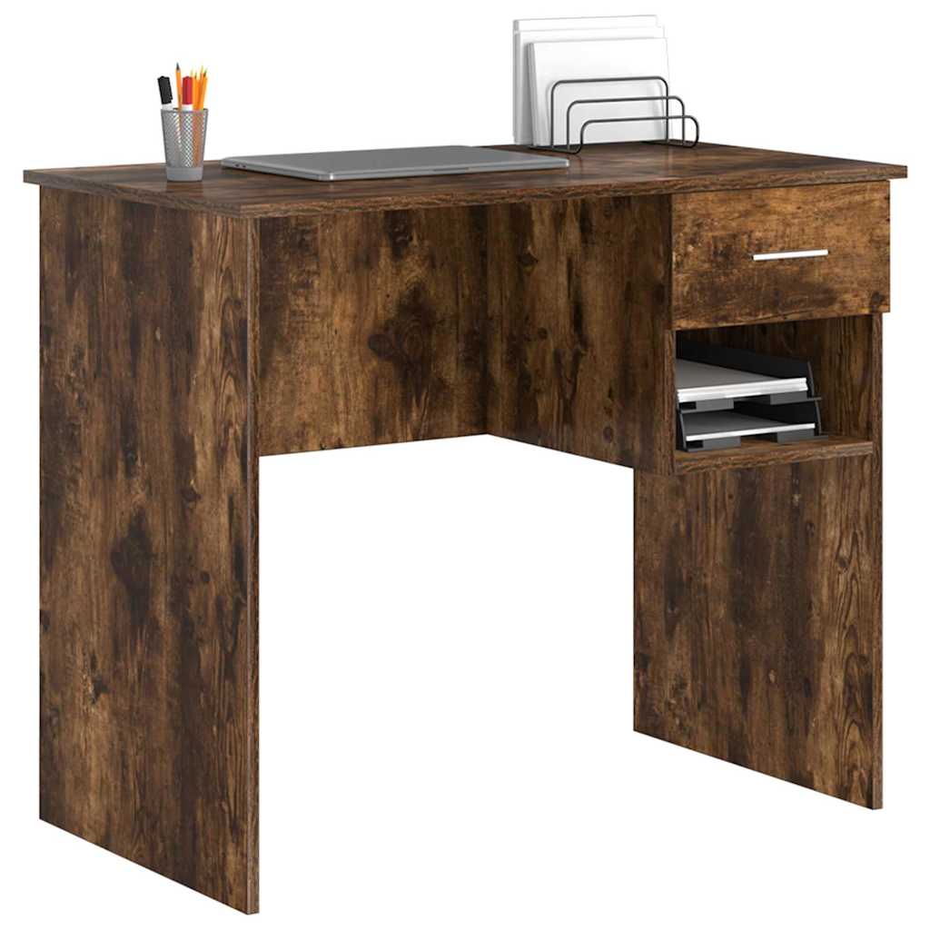 vidaXL Biurko Dąb wędzony 90 x 49 x 75 cm Materiał drewnopochodny