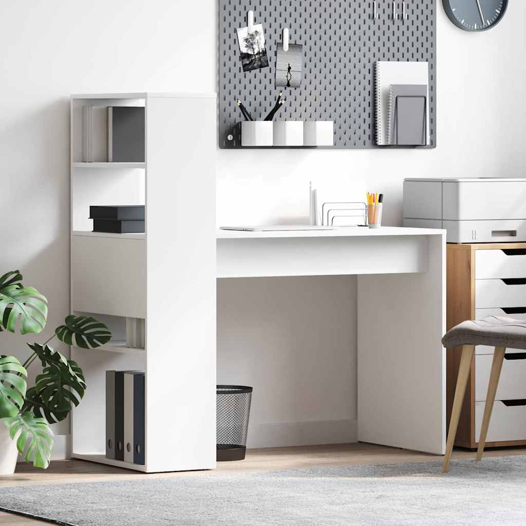 vidaXL Biurko z półką Biały 113 x 54 x 120 cm Materiał drewnopochodny