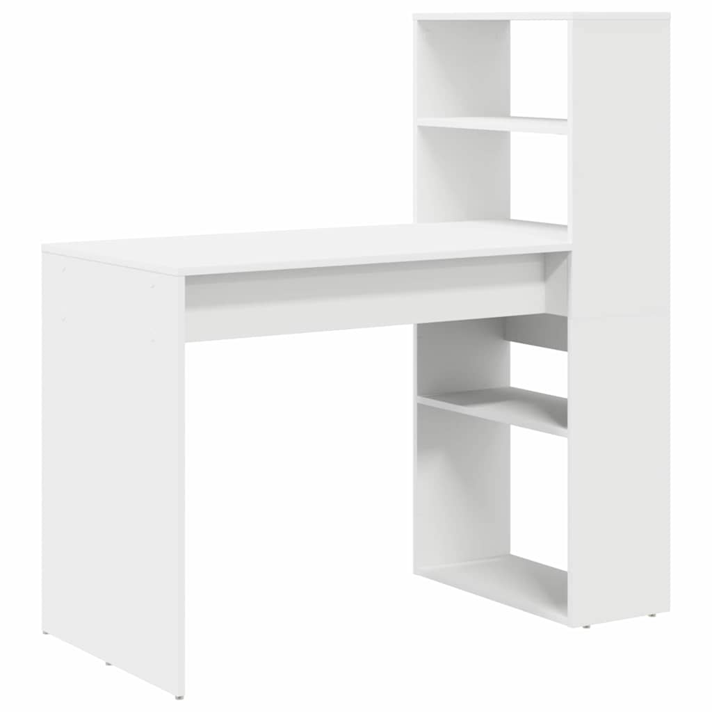 vidaXL Biurko z półką Biały 113 x 54 x 120 cm Materiał drewnopochodny