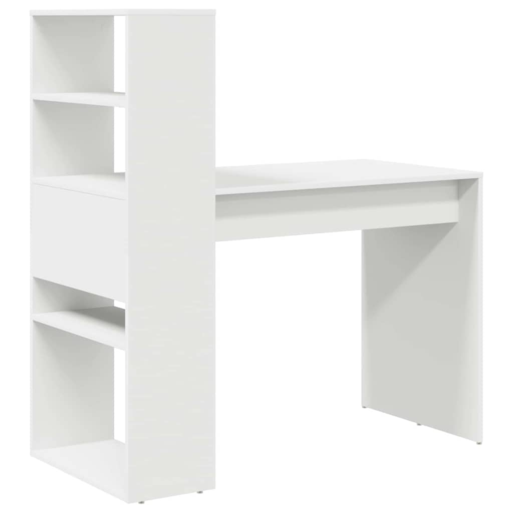 vidaXL Biurko z półką Biały 113 x 54 x 120 cm Materiał drewnopochodny