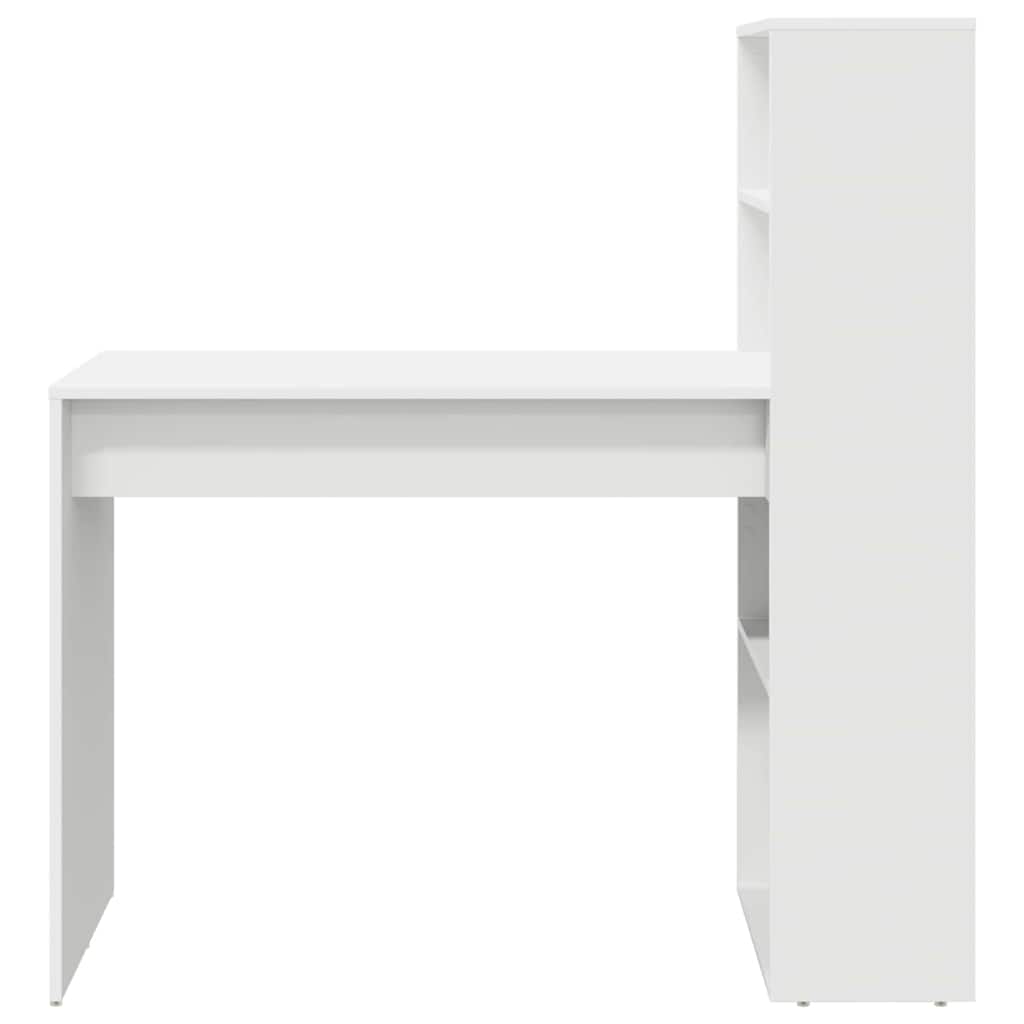 vidaXL Biurko z półką Biały 113 x 54 x 120 cm Materiał drewnopochodny