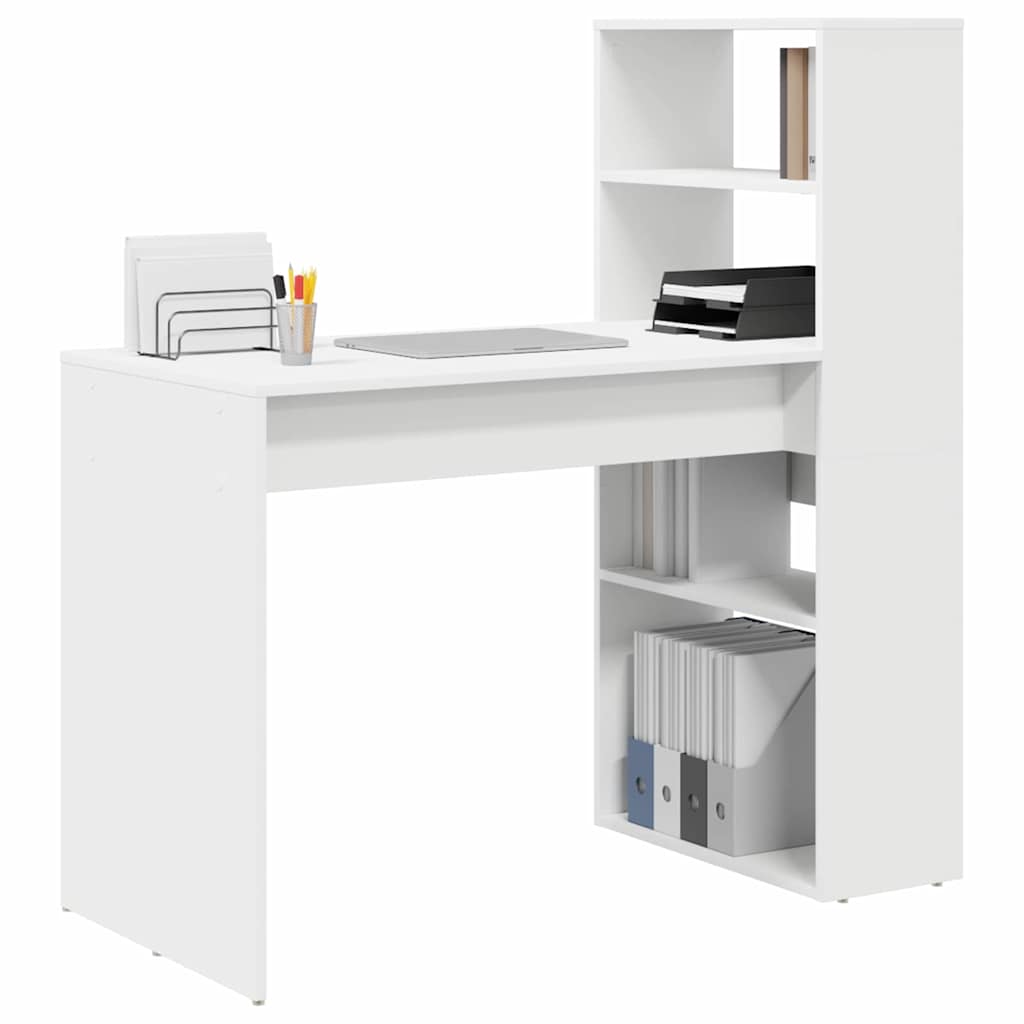 vidaXL Biurko z półką Biały 113 x 54 x 120 cm Materiał drewnopochodny